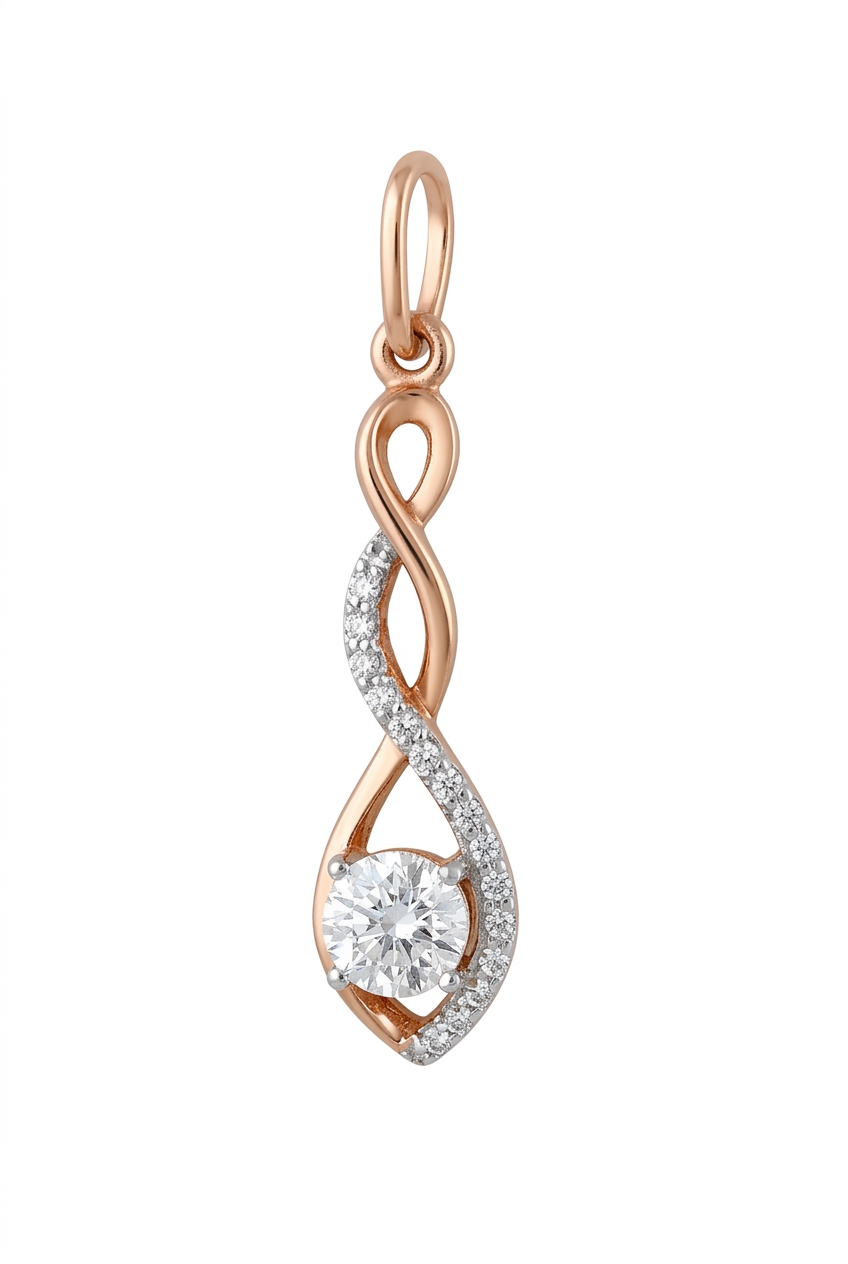 висячая подвеска из розового золота 585* пробы с камнями, кристаллами Swarovski / Сваровски.T142033539