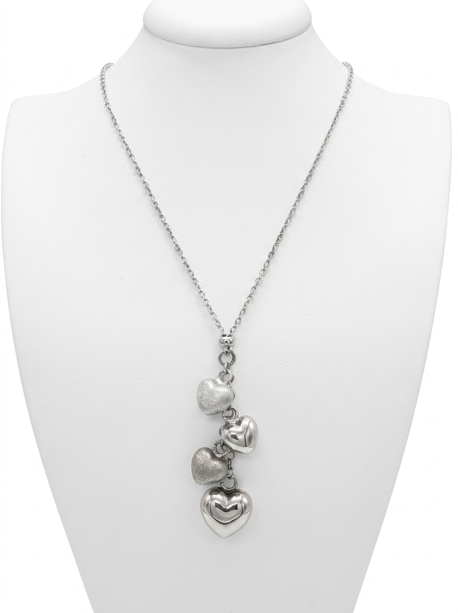 Серебряное колье 925* пробы с сердечками, висячее, длина 40. 0062 арт.